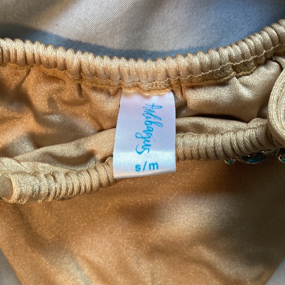 Gold Shell-Accent String Bikini Top & Bottom - Picture 6 of 6